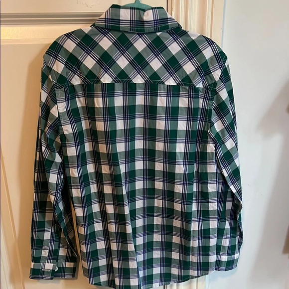 Kids Green and White Plaid Button-Down Shirt - Picture 4 of 4